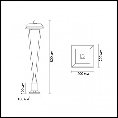 Уличный светильник Odeon Light Nature LED 12W 3000K черный, арт. 6655/12GL3, высота 80см