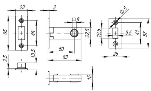 Защелка врезная Fuaro (Фуаро) Magnet M12-50-25 GP латунь