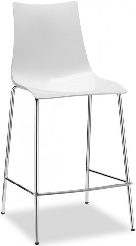 Стул полубарный пластиковый Zebra Antishock хром/белый