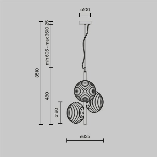 Подвесной светильник Maytoni Reels MOD268PL-03G 40W золото