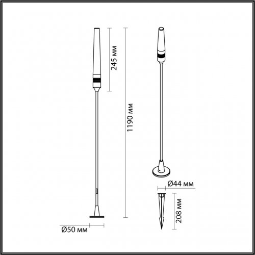 Ландшафтный светильник 1190мм металл/акрил Odeon Light Nature LED 4W CRI 90 3000K (нужен драйвер 357781/357782)