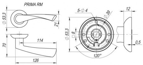 Ручка раздельная Fuaro (Фуаро) PRIMA RM CP-8