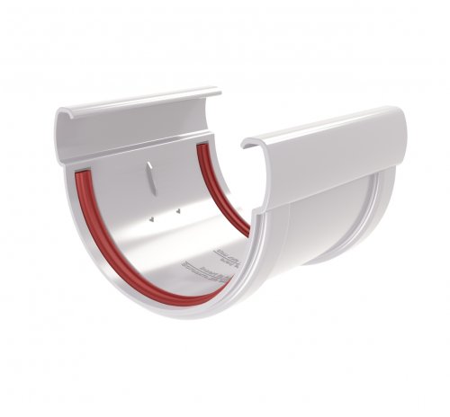 Соединитель желобов Дизайн 135 ПВХ Grand Line белый RAL 9003