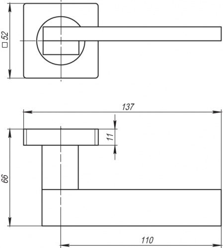 Ручка раздельная Armadillo (Армадилло) SENA SQ002-21SN-3 матовый никель