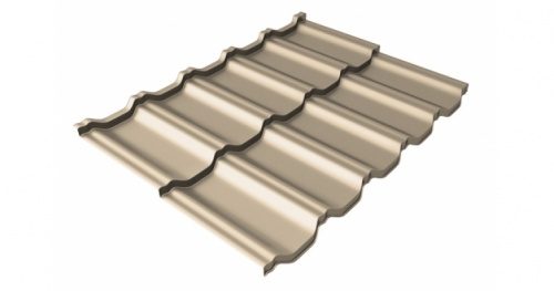 Металлочерепица Grandline модульная Квинта Uno c 3D резом 0.5 Satin RAL 1015 светлая слоновая кость