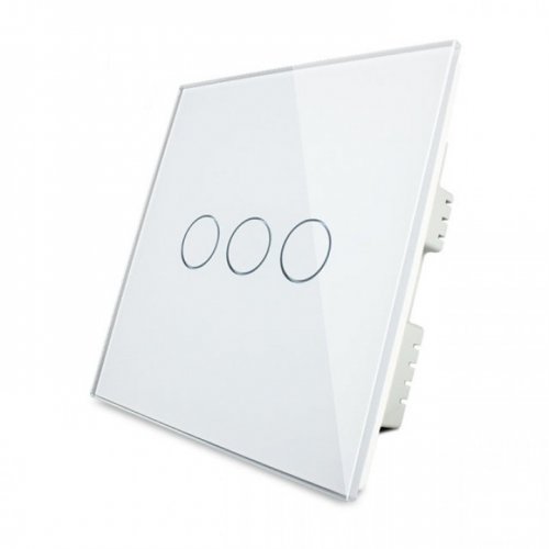Сенсорный выключатель Livolo проходной (перекрестный) трехлинейный белый VL-C303S-11