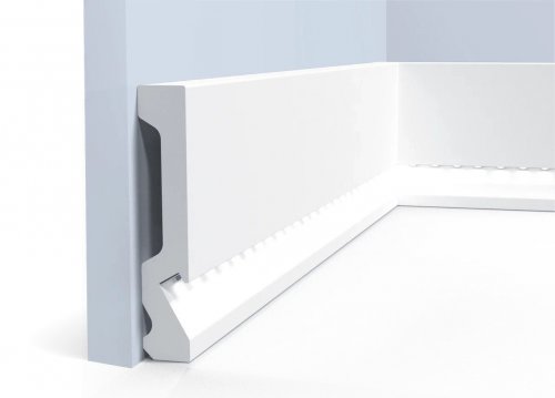 Плинтус дюрополимерный под покраску Hiwood LB99 фигурный с подсветкой 2000x99x18