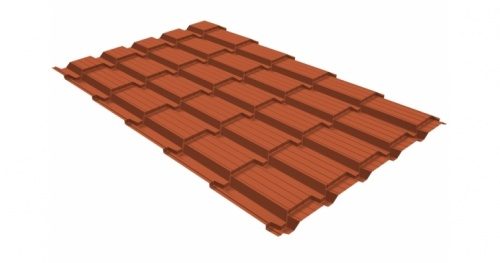 Металлочерепица Grandline Квадро профи 0.5 Velur X RAL 8004 терракота