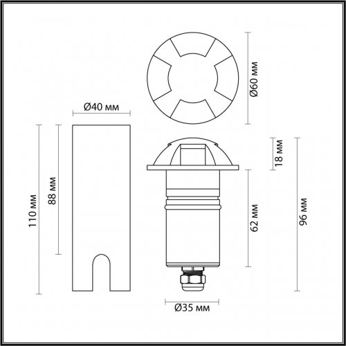 Встраиваемый грунтовый светильник Odeon Light Nature LED 3W 4000K (нужен драйвер 357781/357782)