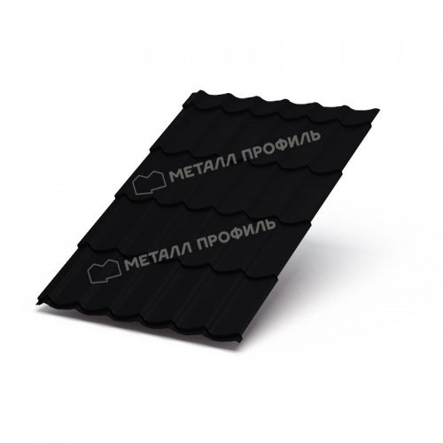 Металлочерепица МП Макси (VikingMP E-20-9005-0.5) 9005 Черный темный