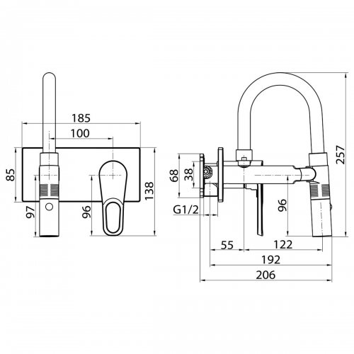 Смеситель Elghansa 35 mm SquareLine 14Q0191 встраиваемый для раковины хром