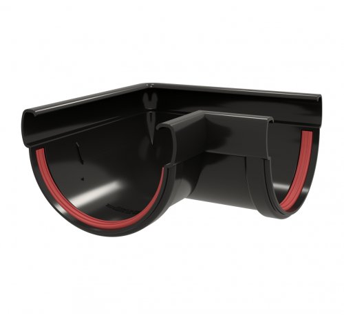 Угол желоба 90 град.Дизайн 135 ПВХ GL черный RAL 9005