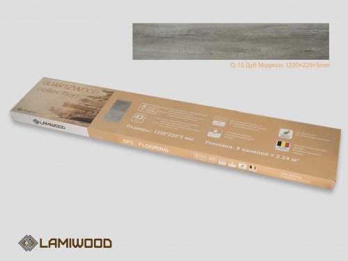 Виниловая плитка Lamiwood SPC Quartzwood Q-15 Дуб Мэдисон