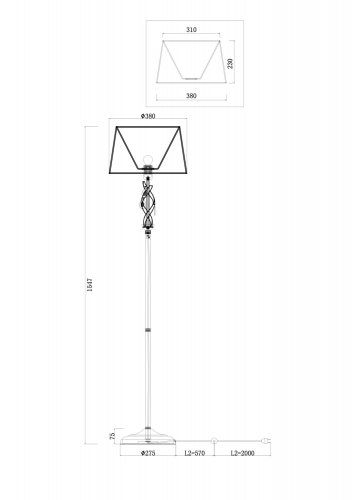 Напольный светильник (торшер) Freya Monique FR2001FL-01G