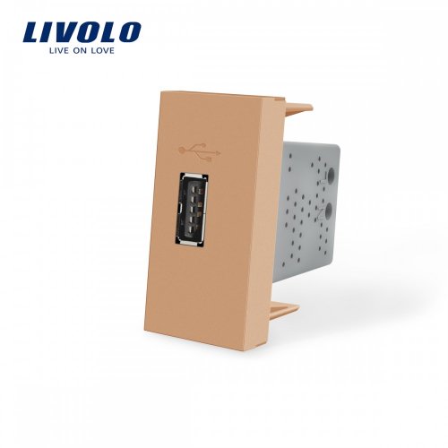 Модуль розетки USB Livolo золотая VL-C7-1USB-13