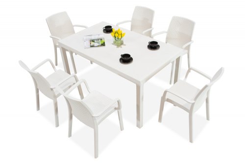 Стол прямоугольный на 6 персон Bica Houston белый 9094