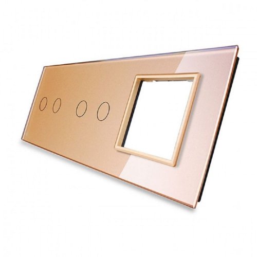 Стеклянная панель Livolo для двух двухклавишных сенсорных выключателей и одной розетки C7-C2/C2/SR-13