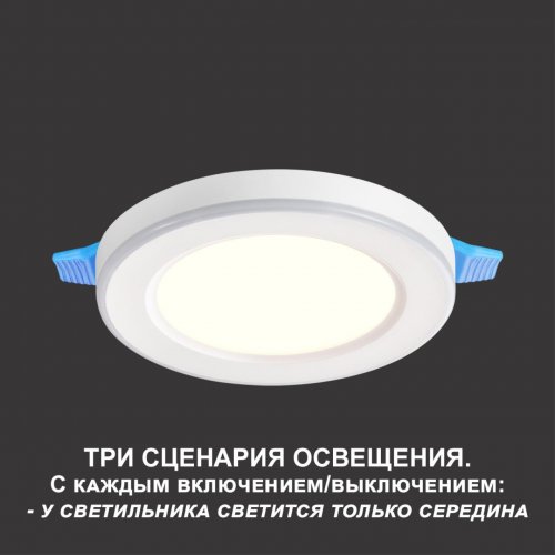 Светильник встраиваемый светодиодный (три сценария работы) Novotech Spot 359009 6W+3W белый