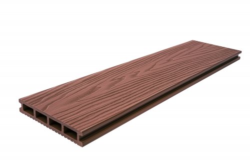 Террасная доска T-DECKS Premium 3D Optima Classic+Solo, без обработки, 4000х150х25мм, цвет терракот