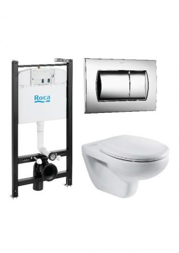 Унитаз подвесной Комплект Roca Victoria с инсталляцией, кнопкой, сиденьем м/лифт,7893100000
