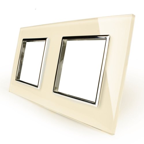 Стеклянная рамка Livolo двухпостовая бежевая C7-2SR-14