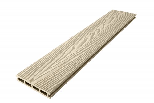 Террасная доска T-DECKS Premium 3D Optima Classic+Solo, брашинг двусторонний, 3000х150х25мм, цвет слоновая кость