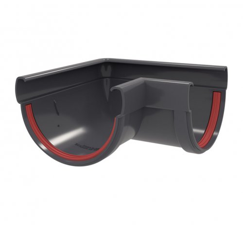 Угол желоба 90 град.Классика 120 ПВХ Grand Line графит RAL 7024